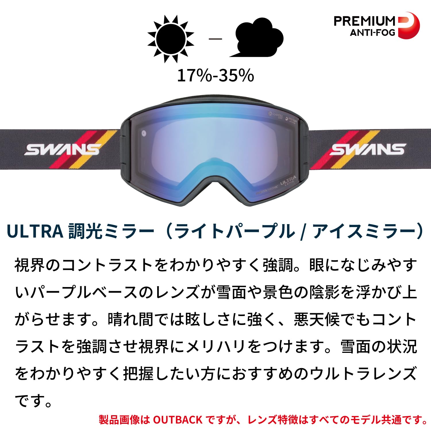 Amazon.co.jp: SWANS RIDGELINE Made in Japan Snow Goggles, Can be