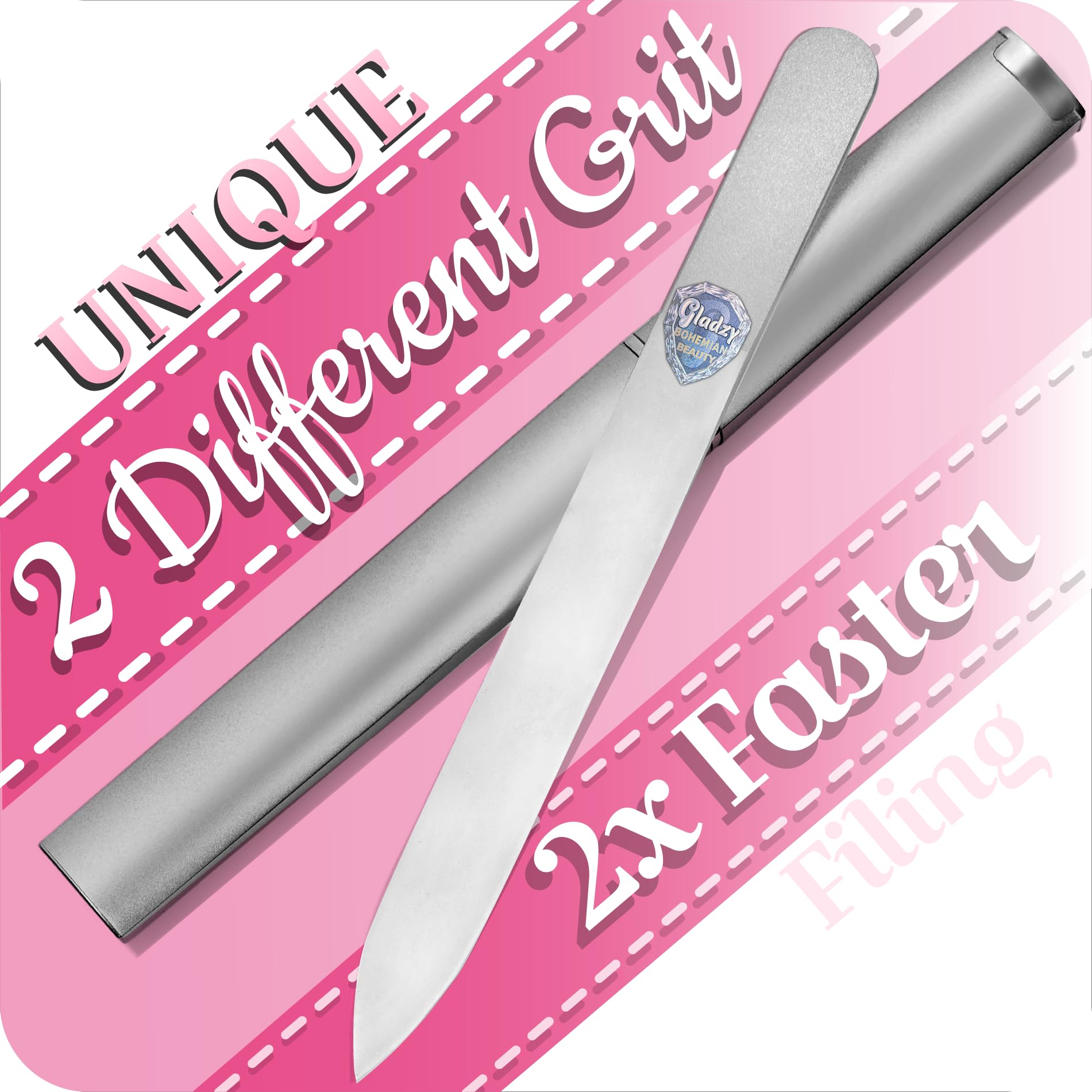 Amazon.com : GLADZY Czech Glass Nail File with Case – Double Sided