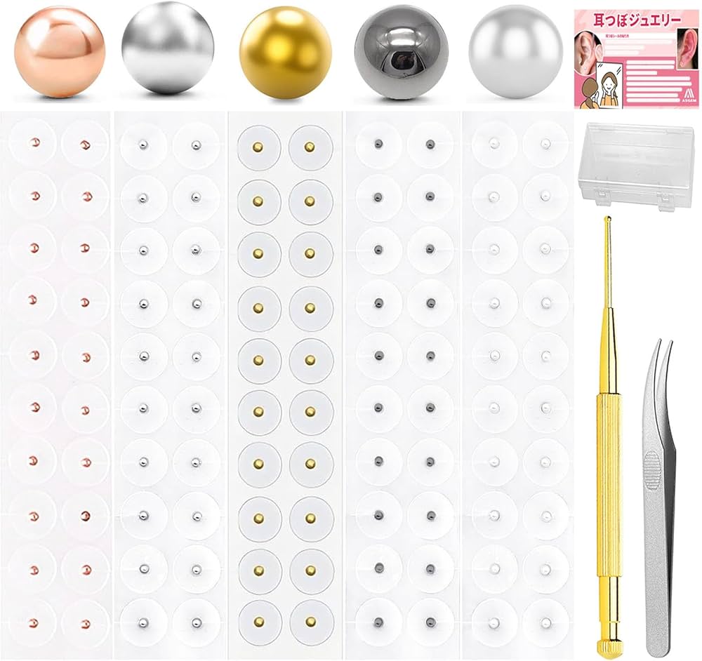 Amazon.co.jp: ASGEM 【5色組み合わせ】 耳つぼジュエリー 200粒