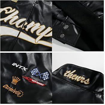 Aelfric Eden Letter-Embroidered Racing Jacket Mens Cool PU Jackets