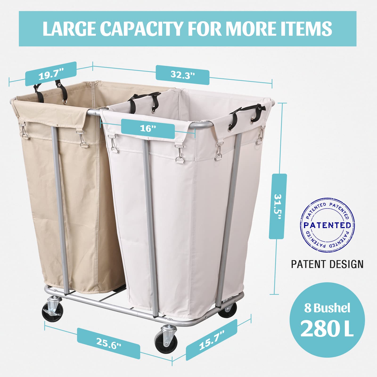 Amazon.com: PLKOW Laundry Cart with Wheels 280L Large Laundry