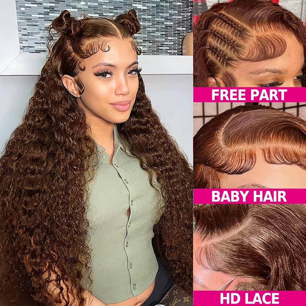 Amazon.com : 250% Density 13x6 Chocolate Brown Deep Wave HD Lace