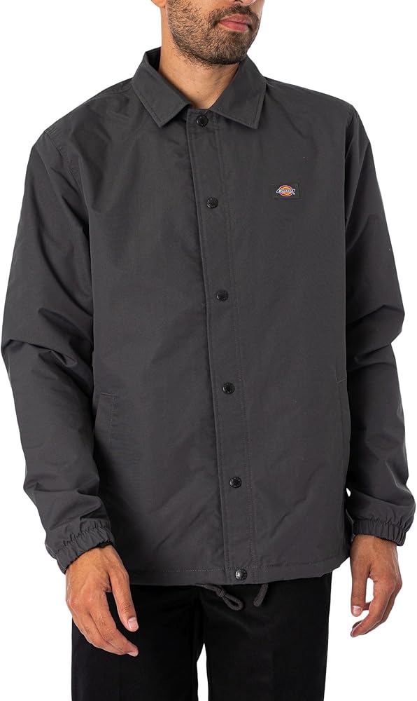 Dickies Men's Oakport Coaches Jacket, Charcoal Grey, Small at