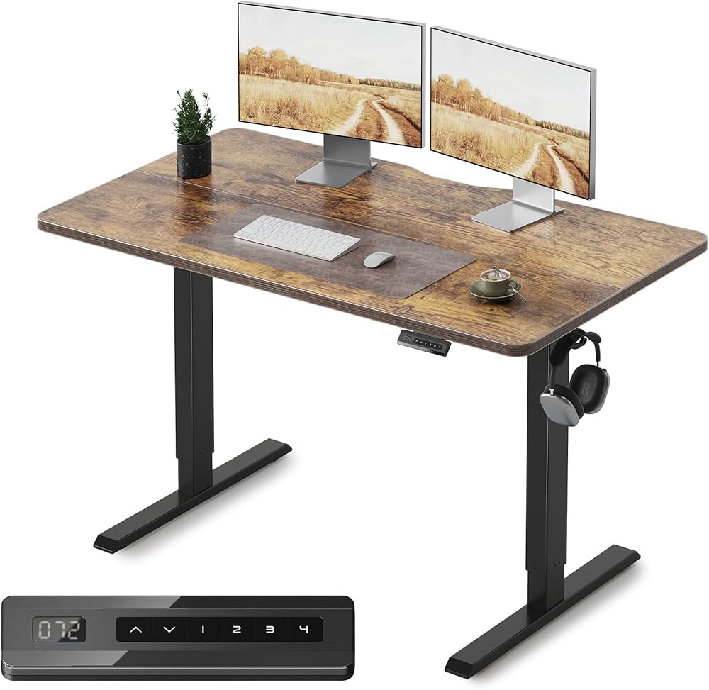 Amazon | FEZIBO 電動 昇降デスク スタンディングデスク 幅120cm 奥行