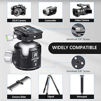 Amazon.com: Low Profile Ball Head Tripod Mount Ball Head 52mm