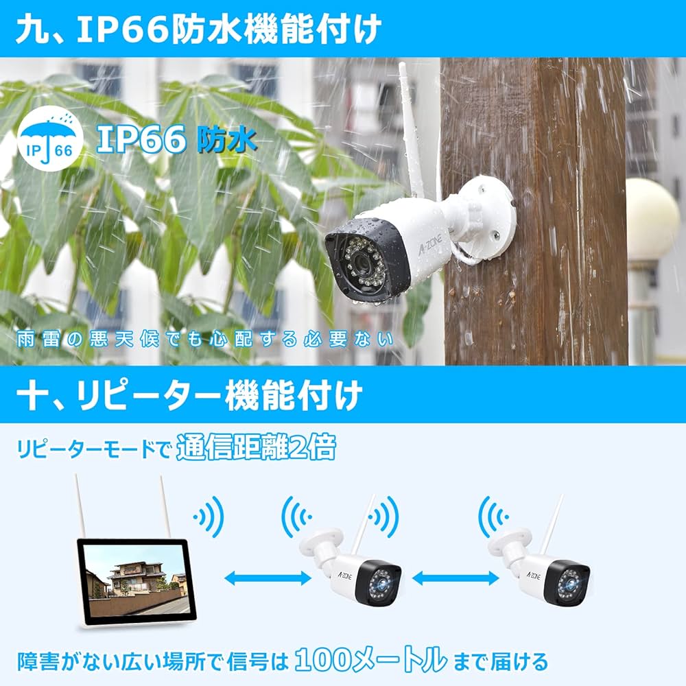Amazon.co.jp: 【500万画素対応+13.3インチモニター】A-ZONE 防犯