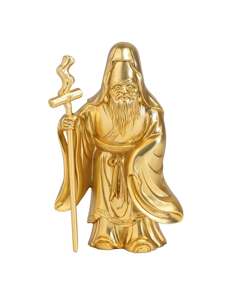 古を模して純銅黄財神仏像を並べて招財納福を祀る 古