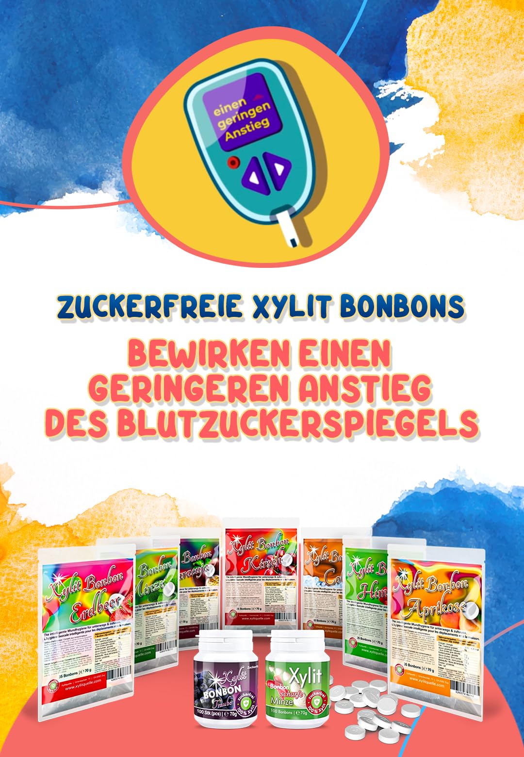 Xylit Bonbons - Tschüß Karies: 35 Stück Zahnpflegebonbons mit 100