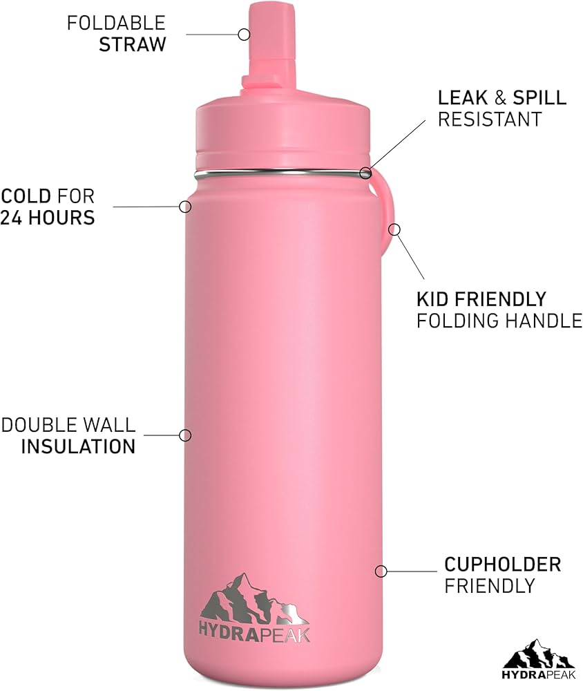 Amazon.com: Hydrapeak Mini 20oz Kids Water Bottle with Straw Lid