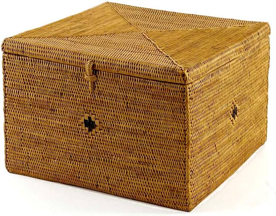 Amazon.co.jp: 【アジア工房】アタで編まれた大きなフタ付きボックス型