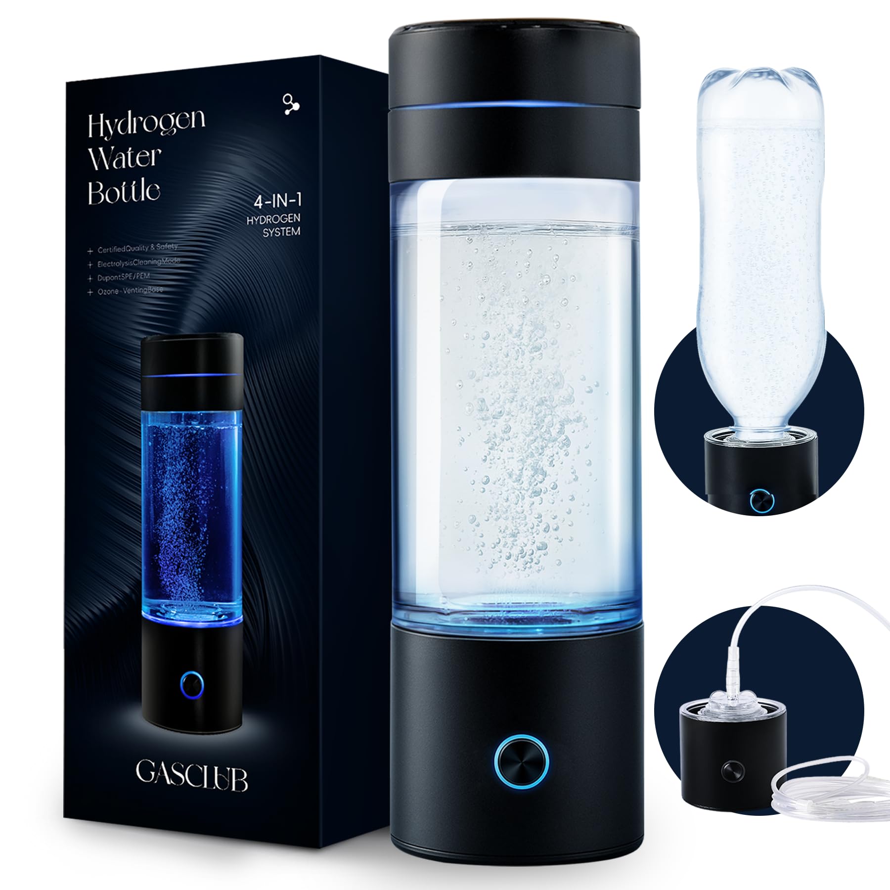 Amazon｜GasClub 水素水生成器 3000PPB SPE/PEM 技術 4-in-1 水素水