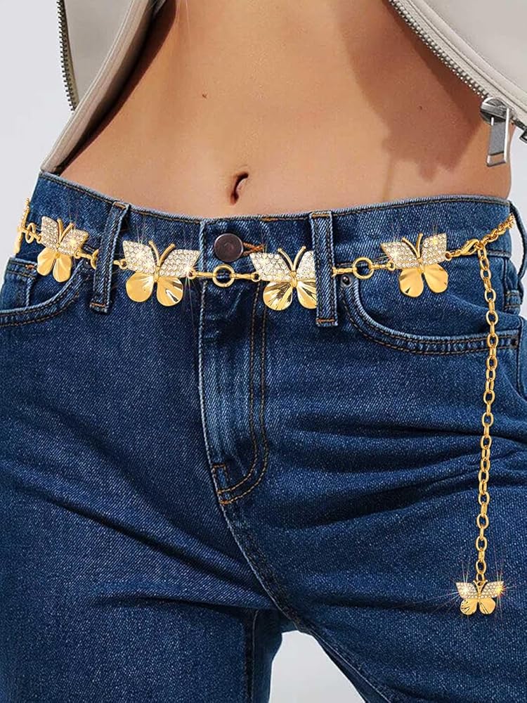 ELABEST Butterfly Belt Rhinestone-Metal-Turquoise Gold Silver