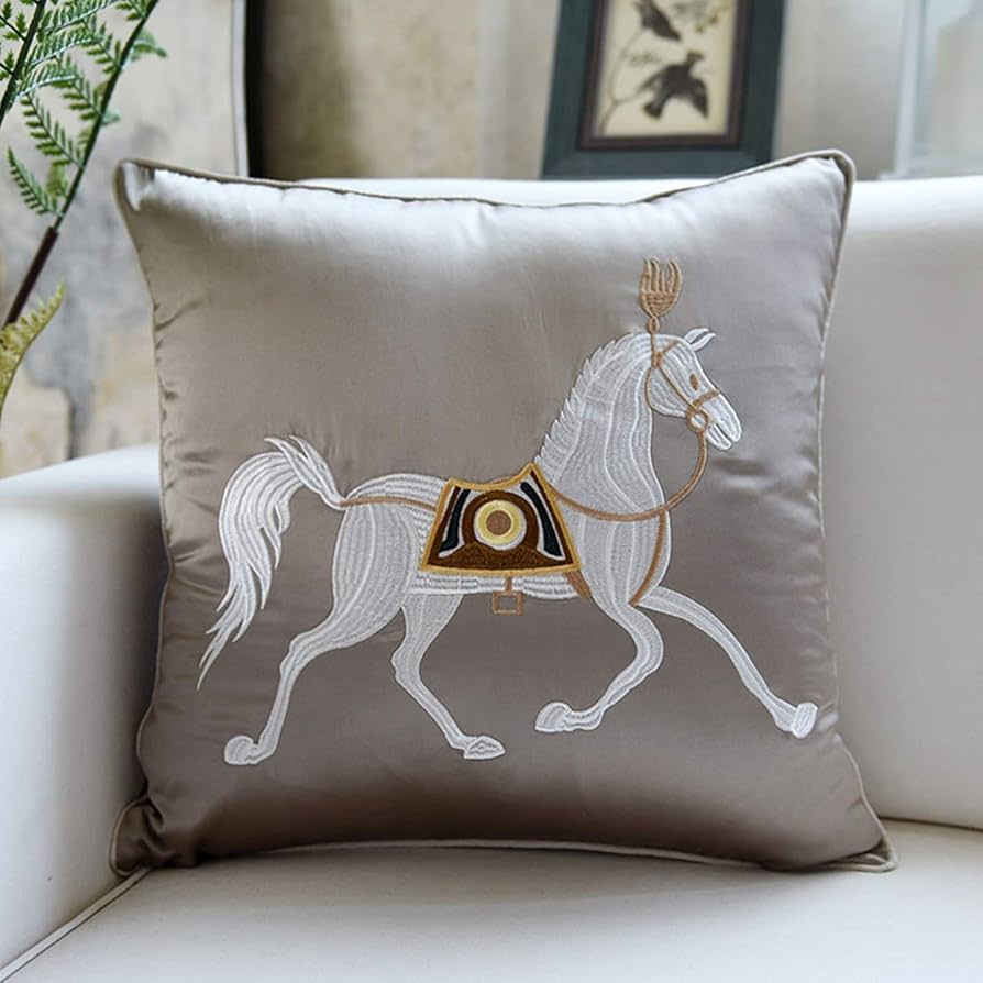 Amazon.co.jp: クッションカバー クッションの中材 刺繍 馬柄 おしゃれ