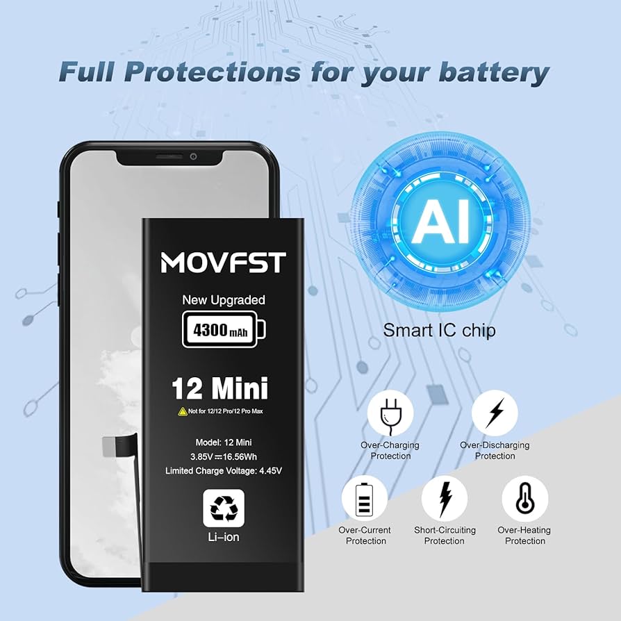 Amazon.com: MOVFST Replacement Battery for iPhone 12 Mini,4300mAh