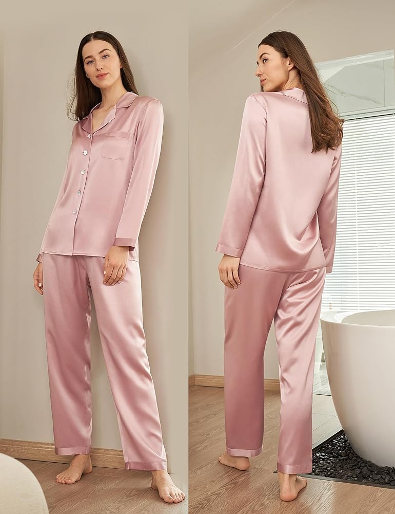 Amazon | [LilySilk] リリーシルク レディース パジャマ シルク 上下