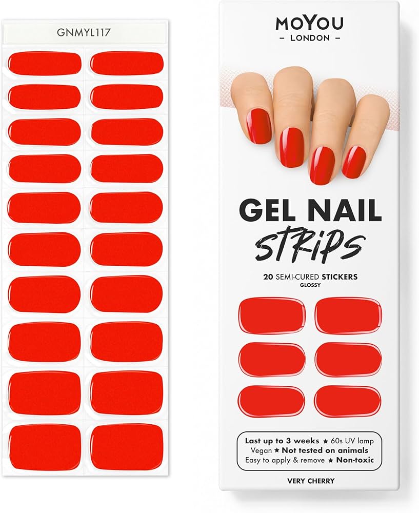 Amazon.com: MOYOU LONDON Semi Cured Gel Nail Strips - 20 Pcs. Gel