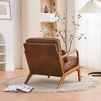 Amazon.com: Brown Mid-Century Modern Armchair with Cushion and