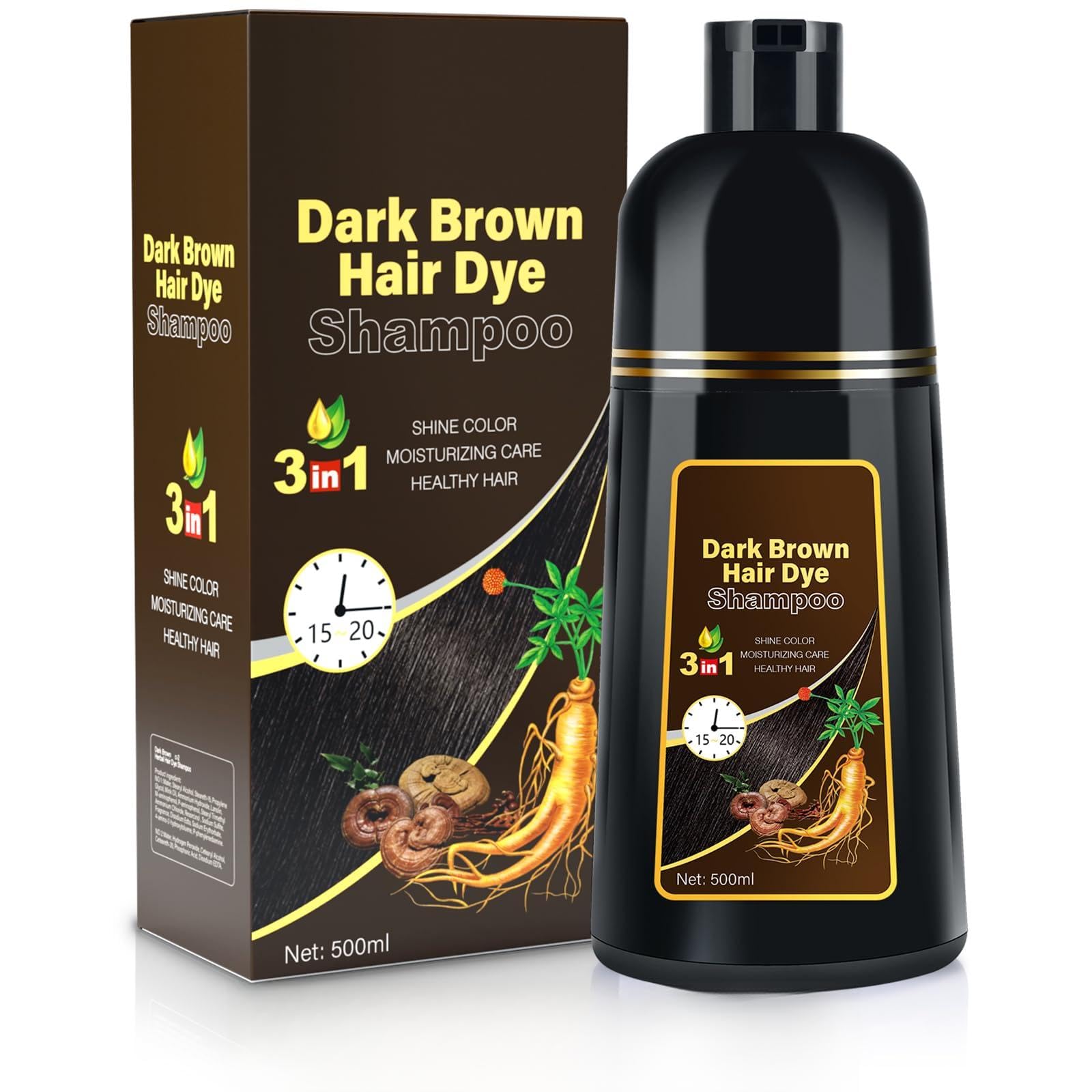 Amazon.com : Dark Brown Hair Dye Shampoo 3 in 1 for Gray Coverage
