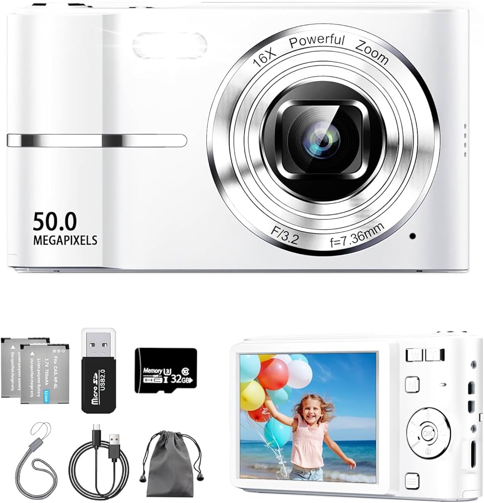 Amazon | デジカメ【FHD動画撮影、5000万画素】デジタルカメラ 32GB