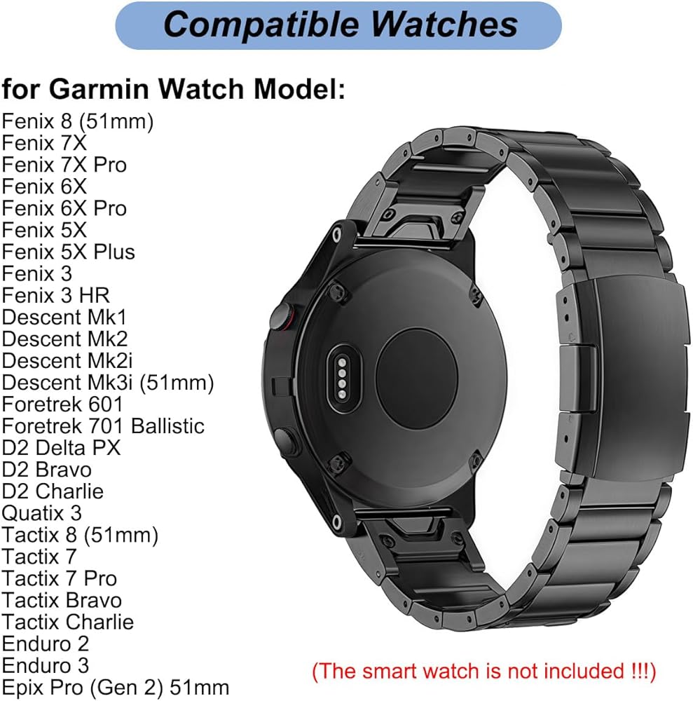 Amazon.com: 26mm Titanium Bands for Garmin Fenix 7X/6X/5X/Fenix 3