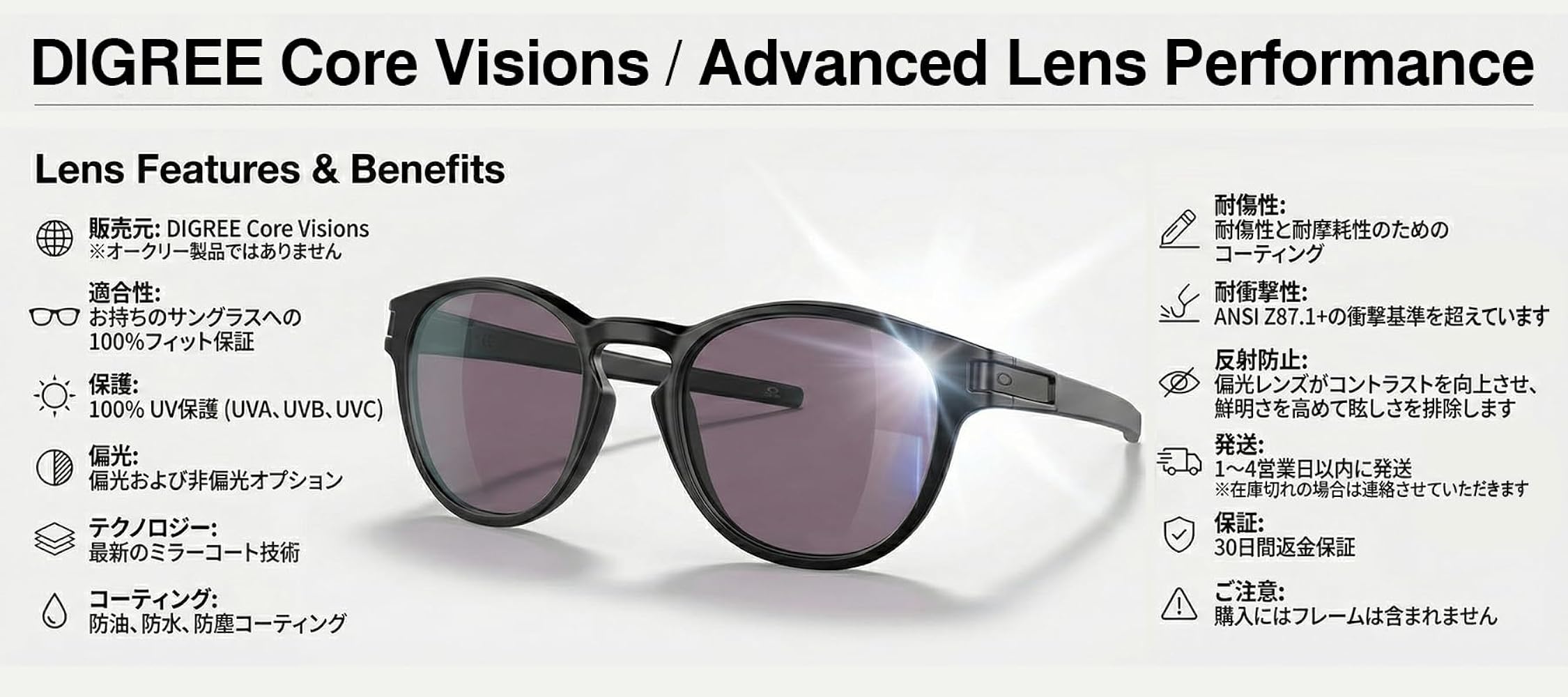 Amazon | レイバン RB2132F RB2132 交換用 レンズ 偏光 52mm 55mm