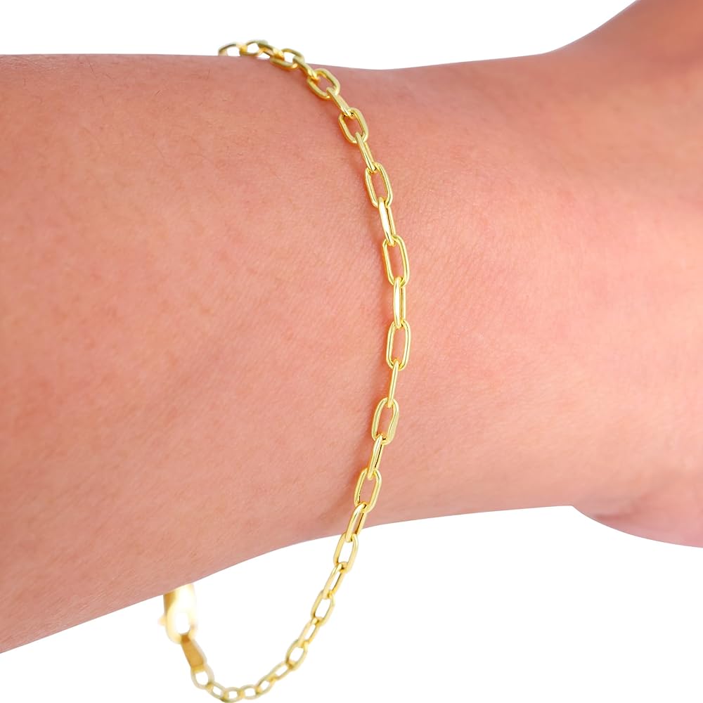 Amazon.com: Nuragold 14K Real Yellow Gold Paperclip Chain