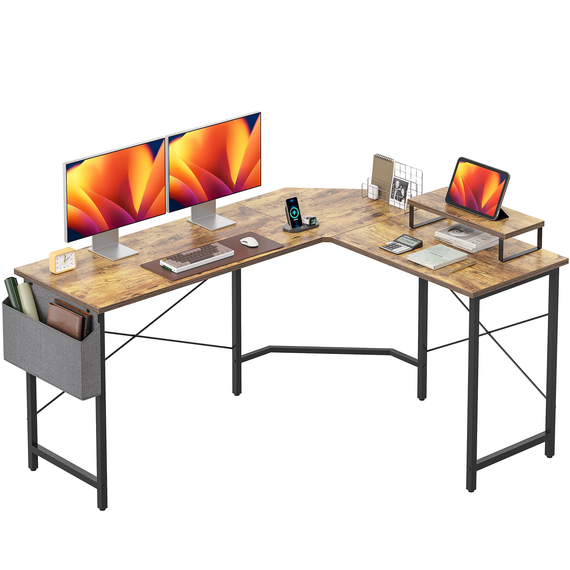 Amazon | CubiCubi l字デスク 幅150cmx奥行き120cm パソコンデスク