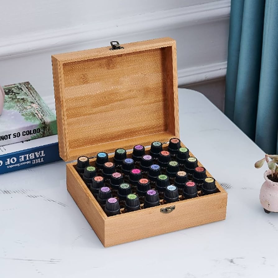doTERRA 木製ガラス蓋付き エッセンシャルオイル瓶50本収納 ボックス