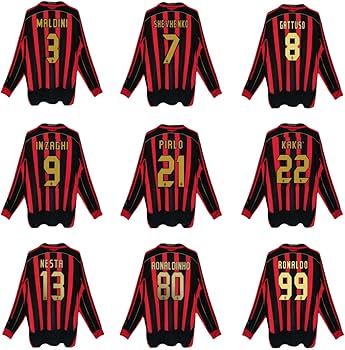 Amazon | 復古版 ACミラン 06-07 サッカー ユニフォーム 3番 9番 22番