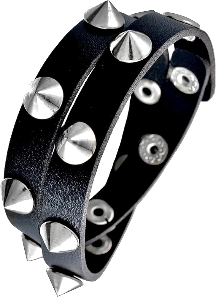 ANN DEMEULEMEESTER ブラックレザー スタッズブレスレット ロック