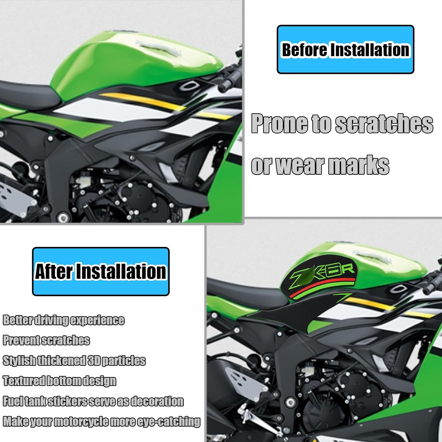 タンクパッド オートバイ用滑り止めステッカー タンクトラクション