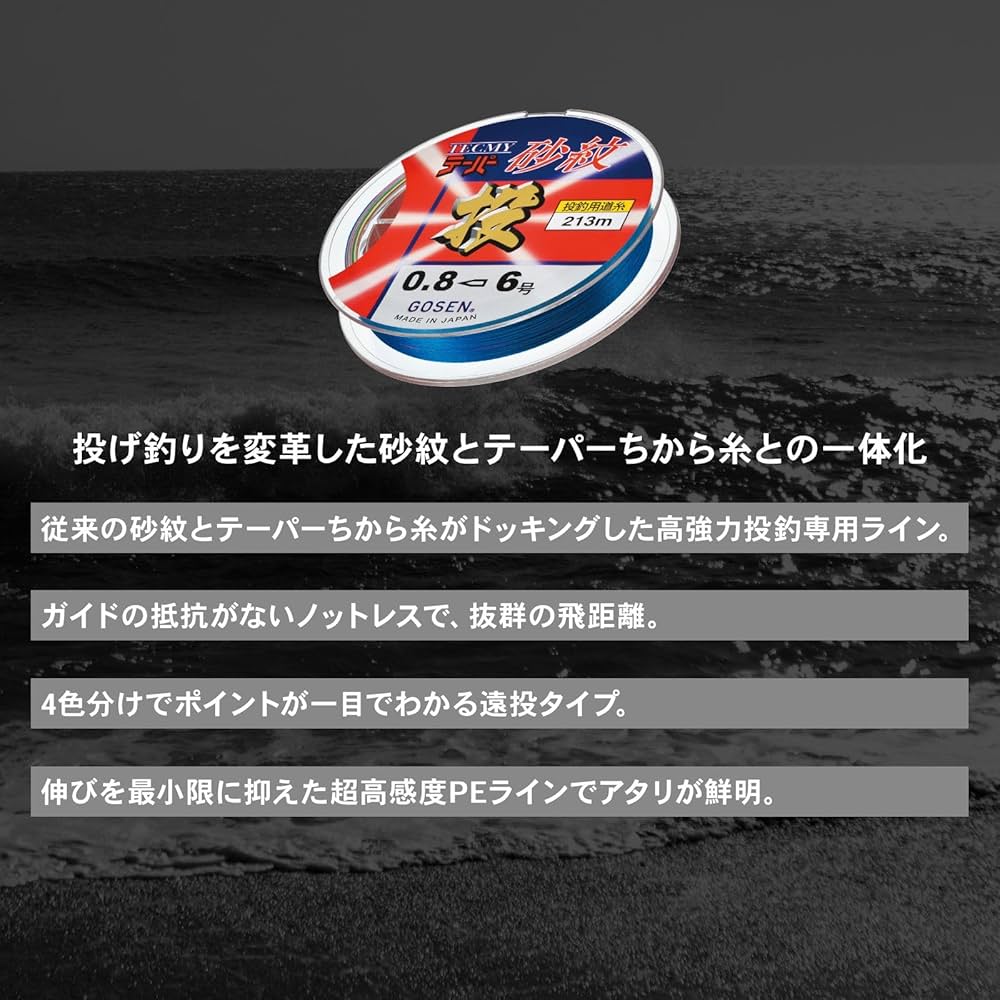 Amazon.co.jp: ゴーセン(GOSEN) ライン テクミーテーパー砂紋 4色分け