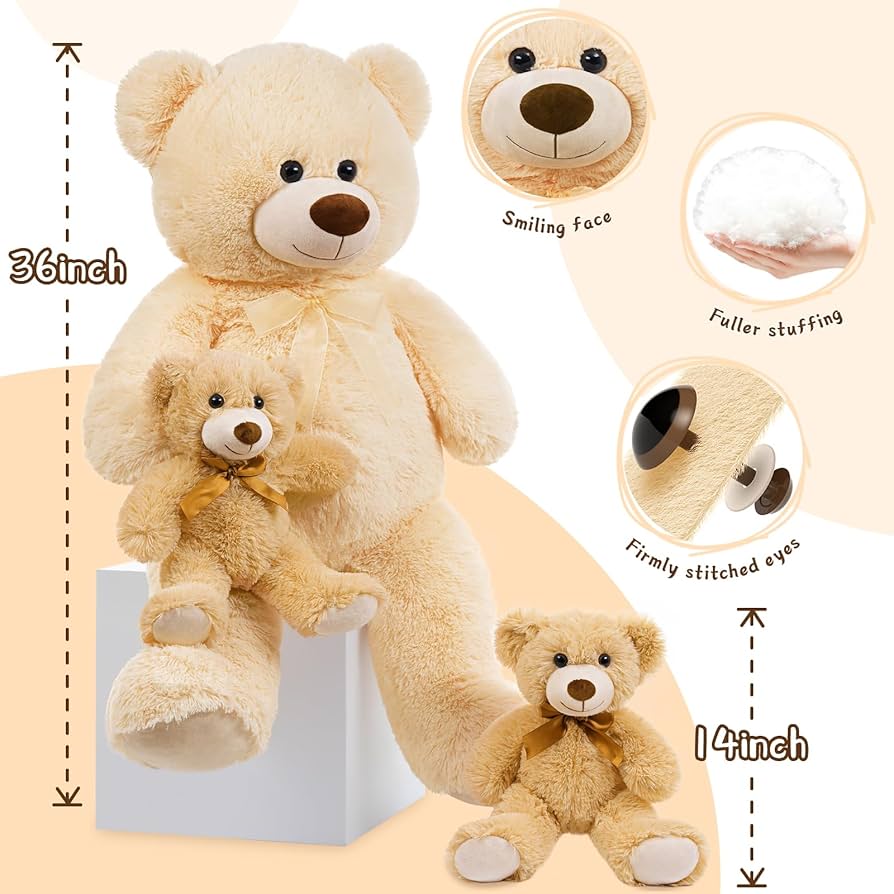 Amazon.com: MorisMos Giant Teddy Bears with Babies, 36inch Large