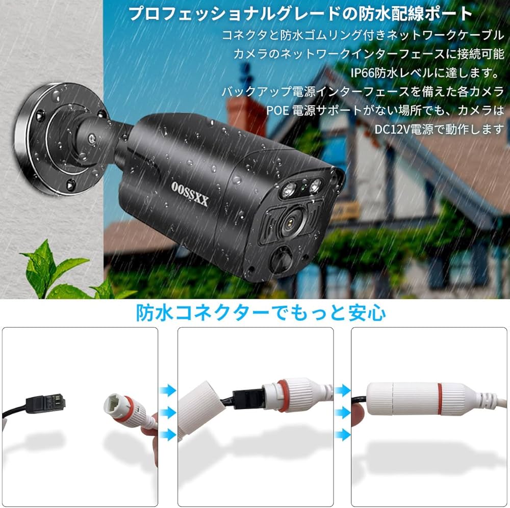 Amazon.co.jp: 【800万画素・双方向通話・130°超広角】 OOSSXX 有線