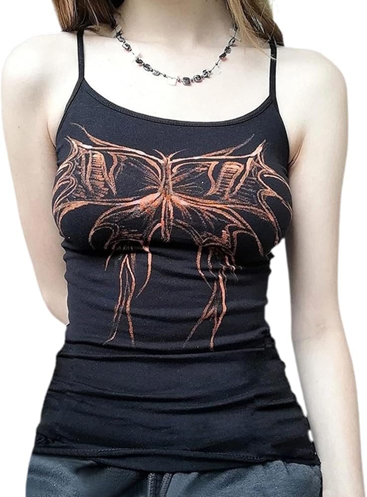 Fairy Grunge Crop Cami Top for Women Aesthetic Graphic Crop Top