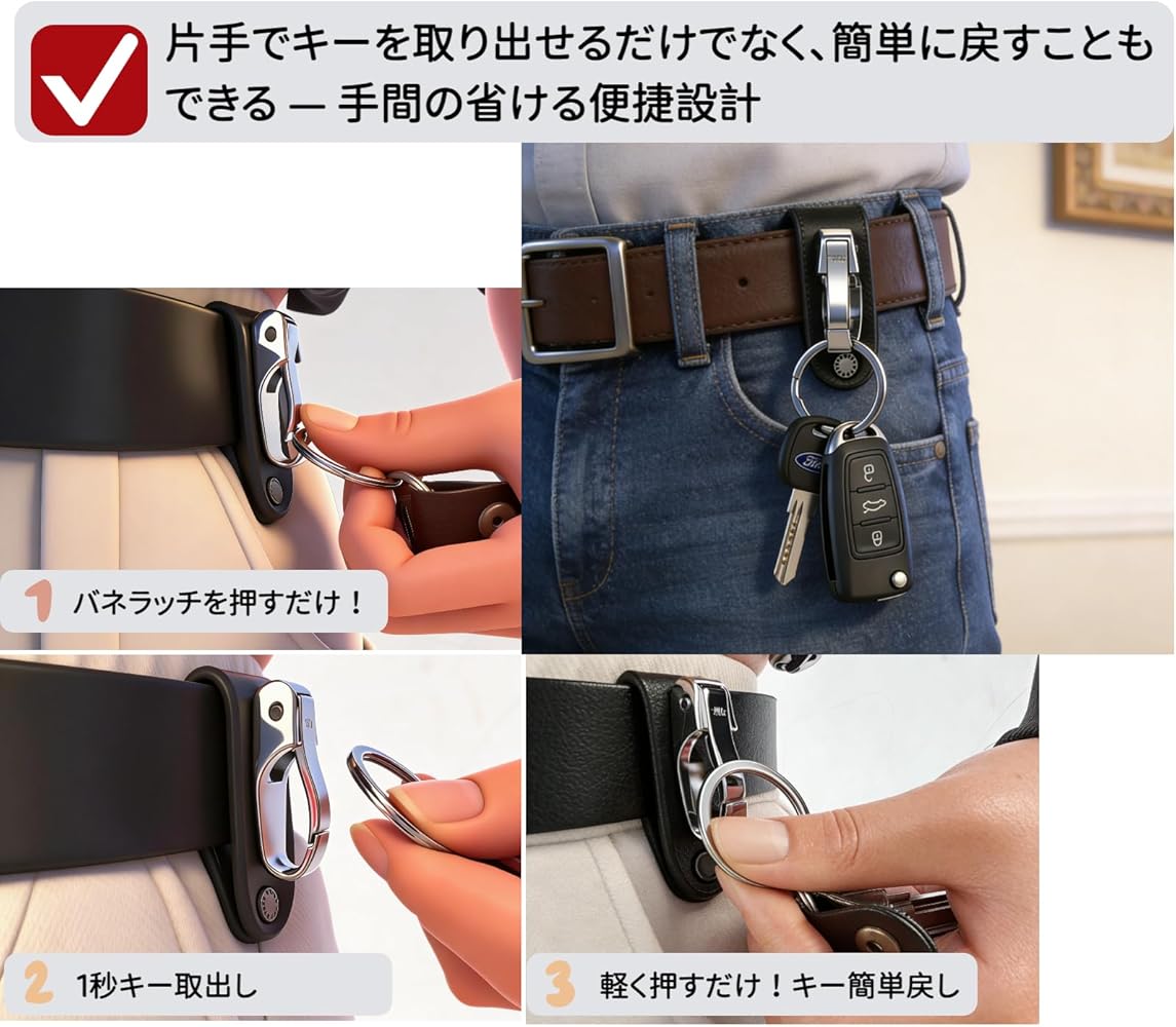 Amazon.co.jp: [Liangery] キーホルダー メンズ ベルト通しフック 人気
