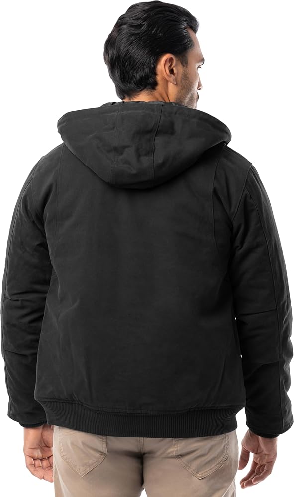 Realtree Men's Insulated Duck Quilted Lined Full Zip Hoodie, Black