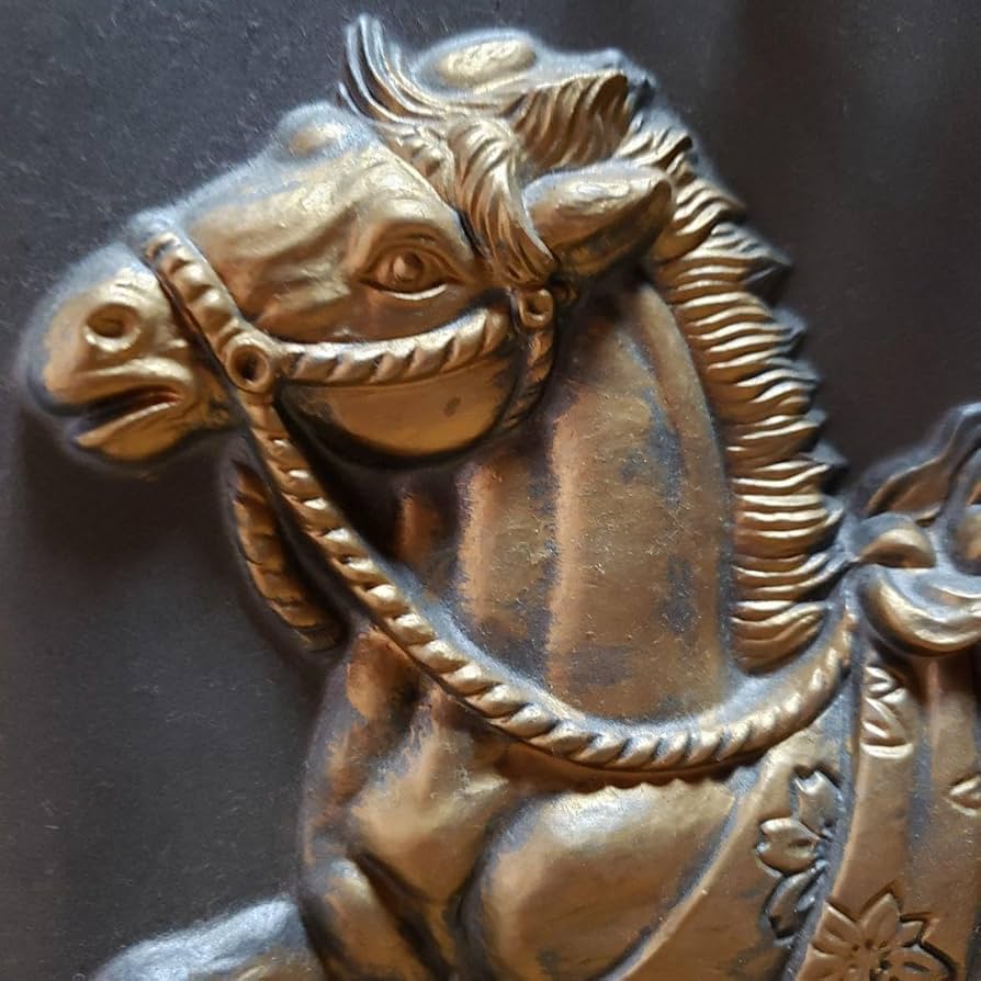 Amazon.co.jp: 古代瓦 甍午年 うま 平成の絵馬 開運 縁起物干支瓦 置物