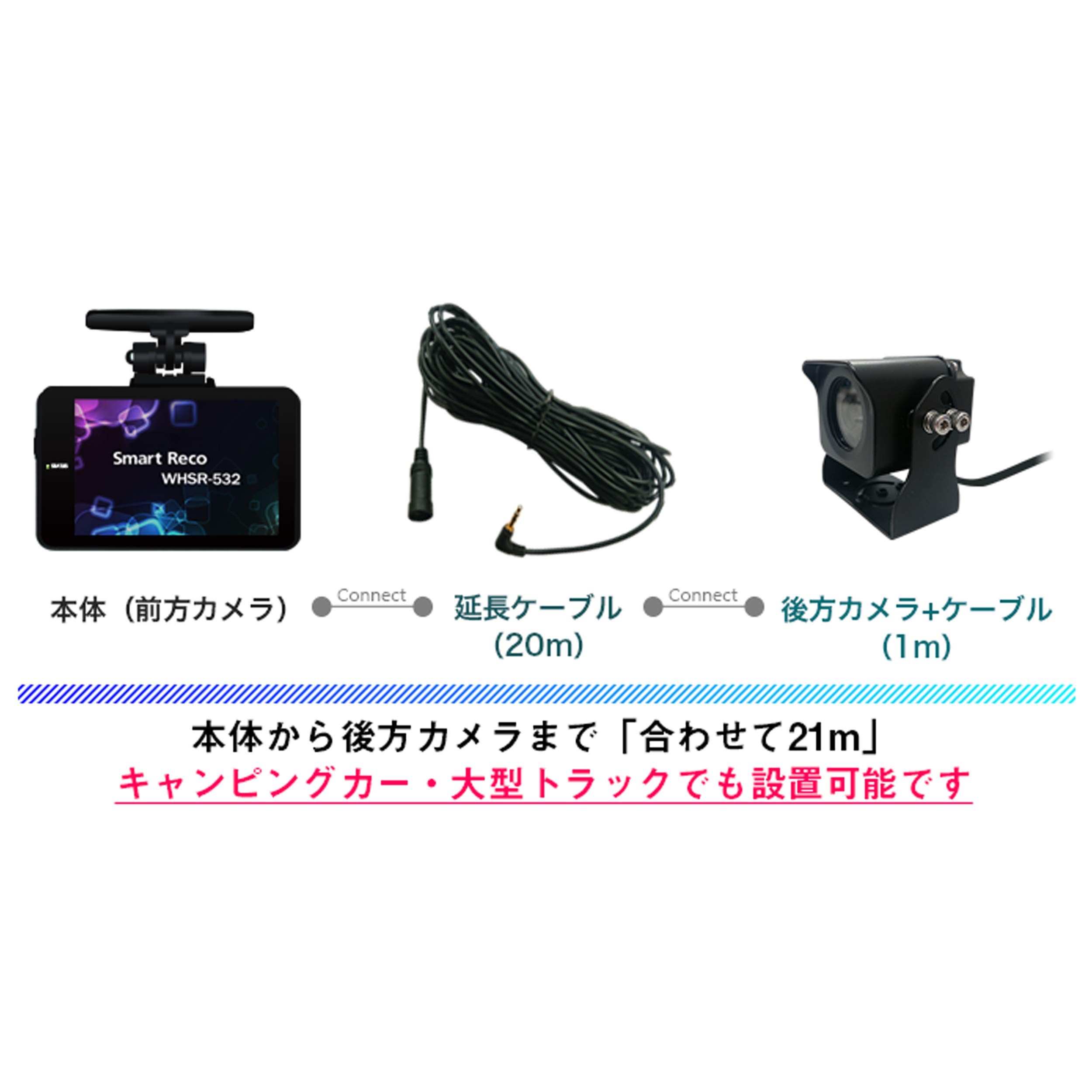 Amazon | TCL ドライブレコーダー スマートレコ WHSR-532WPC 防水後方