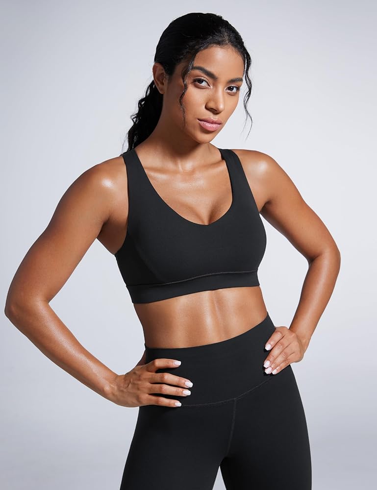 CRZ YOGA Butterbreeze Criss Cross Back Sports Bras for Women - V