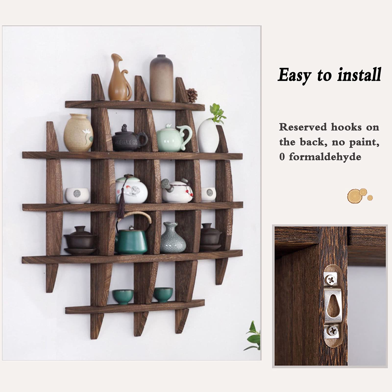 Amazon.co.jp: ウォールシェルフ アンティーク 壁掛けラック 棚 木製