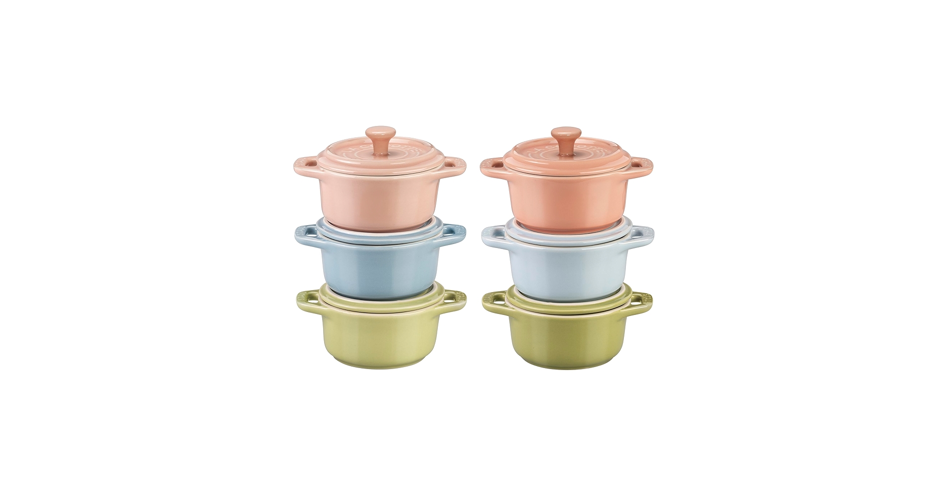 Amazon.com: STAUB Ceramic 6-pc Mini Round Cocotte Set - Macaron
