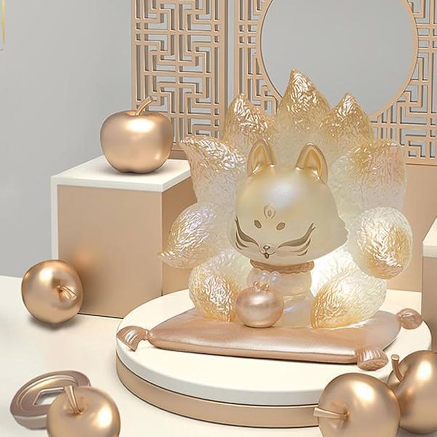 Amazon.co.jp: キツネの像、九尾のキツネ, 九尾の狐樹脂製九尾