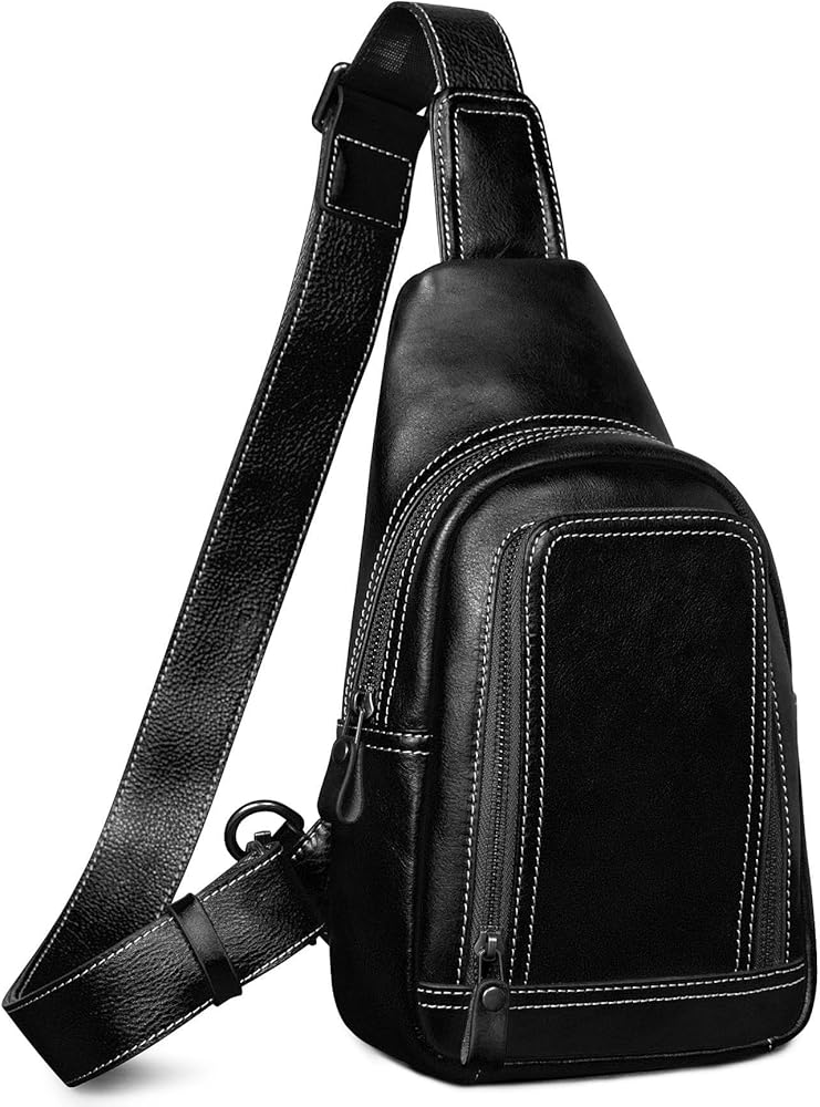 Amazon.com: CENUNCO Genuine Leather Sling Bag Crossbody Chest Bag