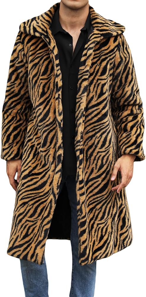 Amazon | [WDFWORD] コート メンズ ロング丈 ヒョウ柄 ゼブラ柄