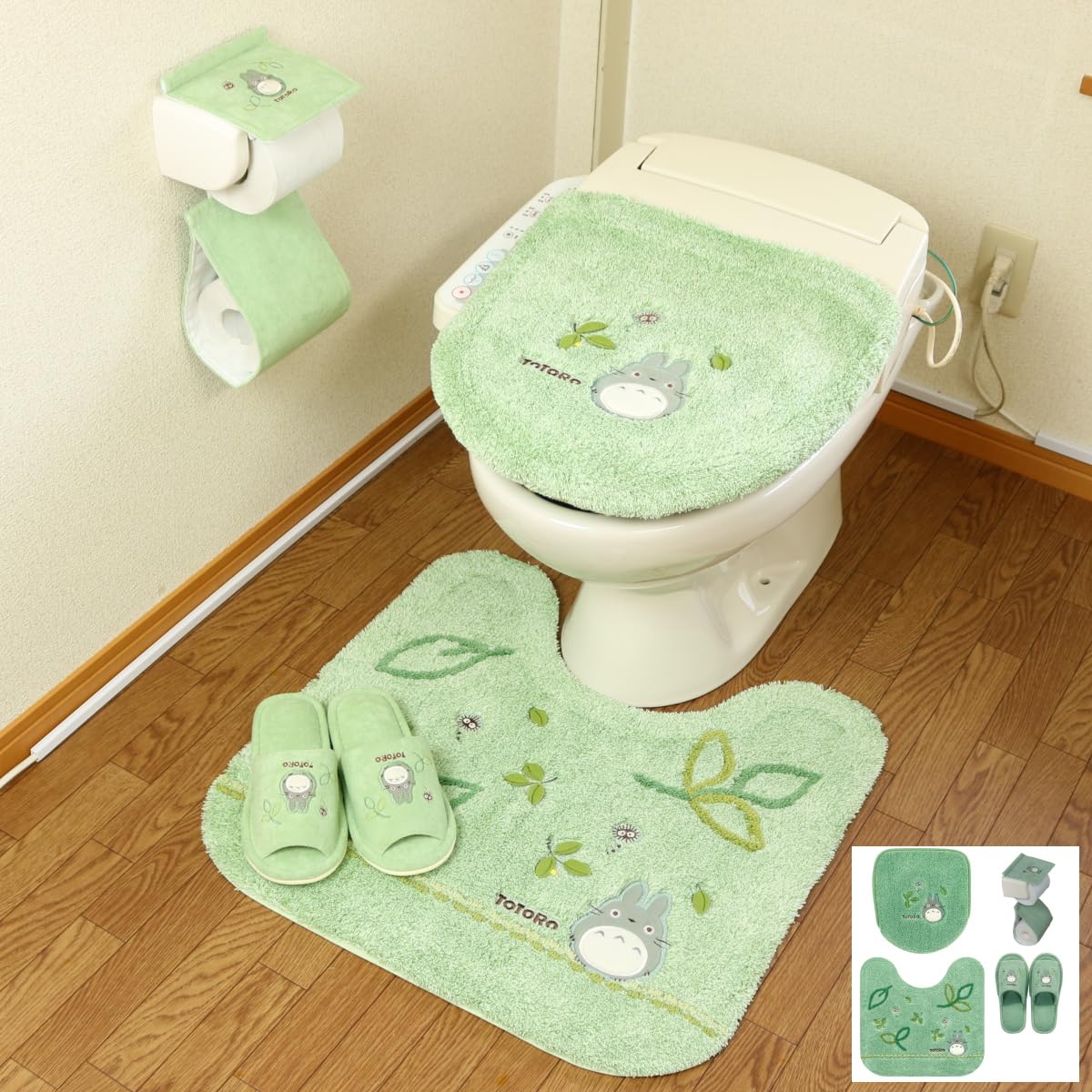 Amazon｜となりのトトロ トイレマット セット 4点 グリーン マルチ型