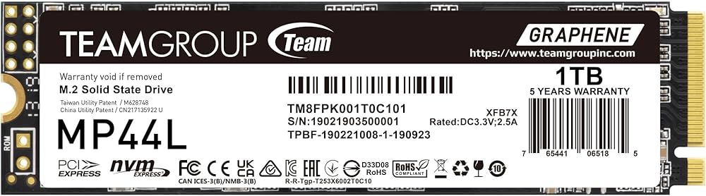 Amazon | TEAMGROUP MP44L 1TB SLCキャッシュ NVMe 1.4 PCIe Gen 4x4 M