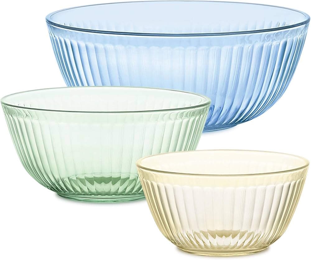 Amazon｜Pyrex Colors 着色 3個 蓋なし S/M/L ガラスミキシングボウル
