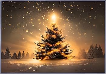 アメリカで購入LEDライト付き】クリスマスの家の風景画サイズ65cm