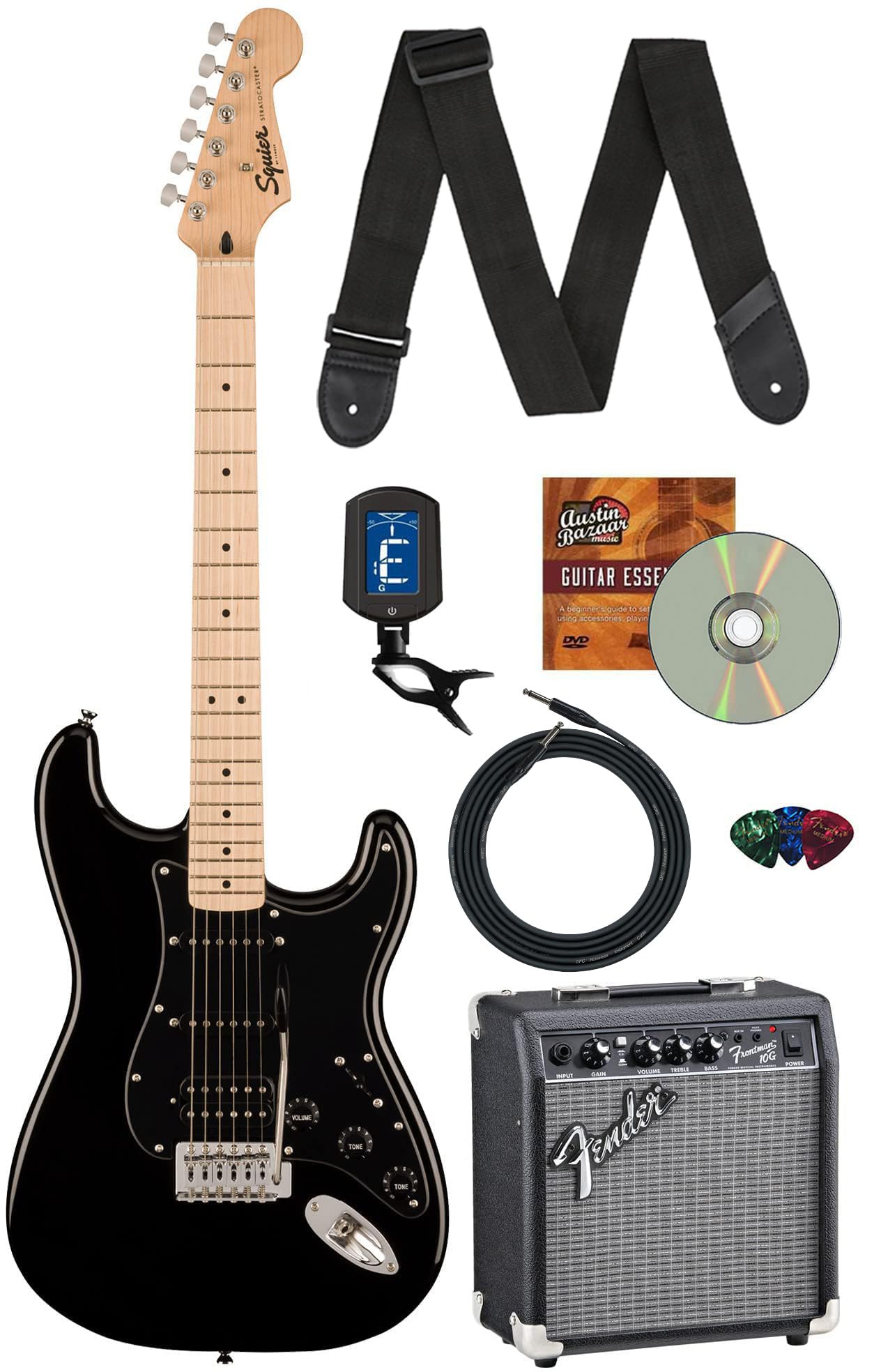 Amazon.com: Fender Squier Sonic Stratocaster HSS - Black Bundle